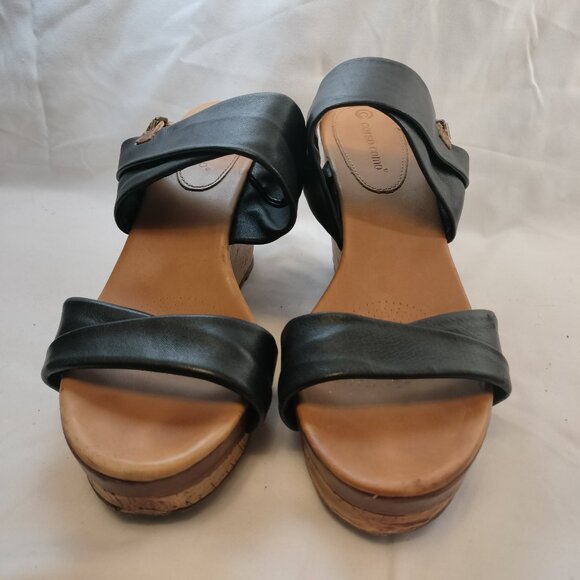 Corso Como Two-Tone Black and Brown Leather Cork Wedges 9.5 - Worn Once! - Picture 8 of 11